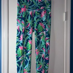 Lilly Pulitzer Luxletic Floral Print Leggings - Navy with Pink & Green